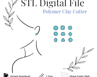 Bezel Stud Cutter SET Polymer Clay Cutter, Digital STL File, Instant Download, STL file for 3D Printer, 1 size each design