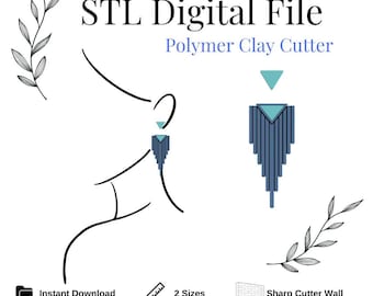 Long Dangle Earrings Polymer Clay Cutter, Digital STL File, Instant Download, STL file for 3D Printer, 2 sizes