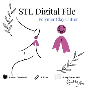 Dangle Bow Tie Polymer Clay Cutter, Digital STL File, Instant Download, STL file for 3D Printer, 4 sizes
