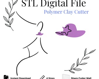 Summer Hat Polymer Clay Cutter, Digital STL File, Instant Download, STL file for 3D Printer, 4 sizes
