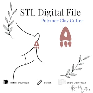 Organic Dangle Clay Cutter, Digital STL File, Instant Download, STL file for 3D Printer, 4 sizes