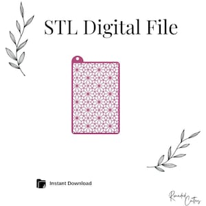 Op de afbeelding: STL digitaal bestand, een digitale download van een geometrisch patroonontwerp. Het ontwerp is roze en heeft een herhalend patroon van kleine sterren. Het ontwerp is perfect voor het maken van verschillende ambachten, zoals lasersnijden, 3D-printen en meer.