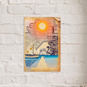 Vintage Corsica Map  Mediterranean Travel Poster Retro Poster Coastal Landscape Nautical Corsican Wall Art Vintage Travel Art Old Map
