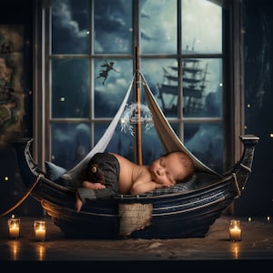 The &#39;Peter&#39; Digital Backdrop collection (SET OF 5 stunning Peter Pan inspired backdrops for Newborn & Baby photography)