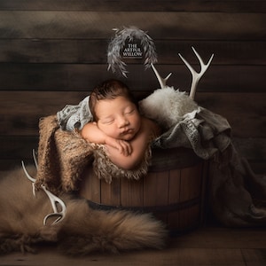 Rustic Antler Newborn Digital Backdrop