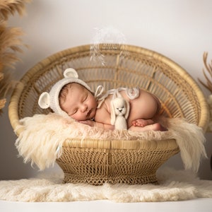 The 'Nina' Digital Backdrop collection (SET OF 5 stunning light and cream boho wicker chairs for newborn, baby and pet photography)