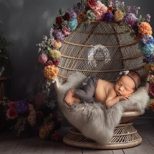 The &#39;Laura&#39; Digital Backdrop collection (SET OF 5 stunning Rainbow wicker chairs for newborn, baby and pet photography)