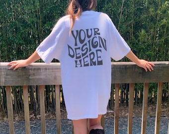 Comfort Colors C1717 White Back Mockup Oversized White Outdoors Mockup Model Mockup Trendy Mock White Shirt Cowgirl Aesthetic Mockup