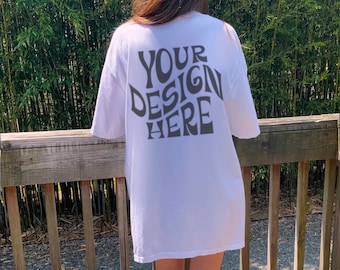 Comfort Colors C1717 White Back Mockup Oversized White Outdoors Mockup Model Mockup Trendy Mock White Shirt Cowgirl Aesthetic Mockup