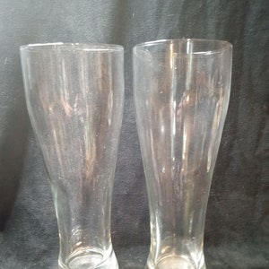 TWO (2) PILSNER Beer Glasses 9” Inch 22 Ounce Clear Tall SafeLip