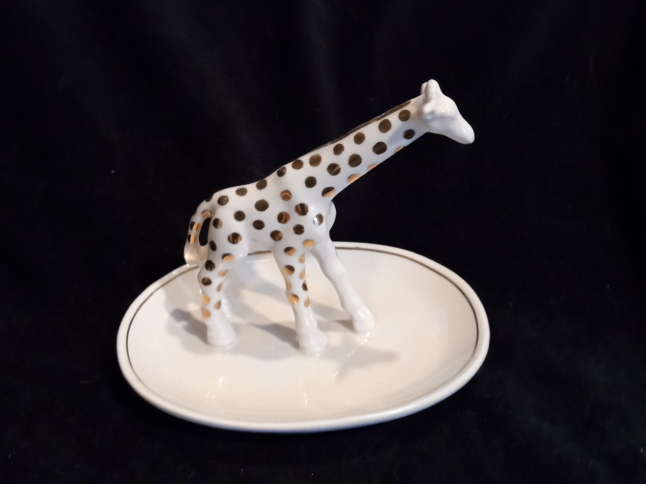 Anthropologie Gold Tone Spotted Giraffe Ring Trinket Dish