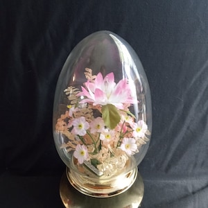 Lighted Glass Egg Music Box with Flowers 8.5&quot;