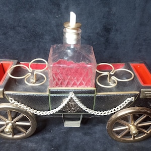 Vintage Metal Car Music Box Decanter Bar Barware