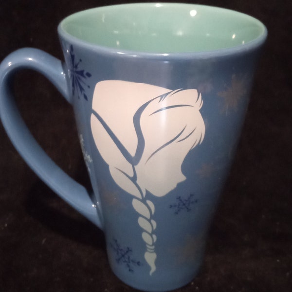 Disney Frozen Elsa & Anna Silhouette "Keep Calm and Let It Go" Mug - Like New