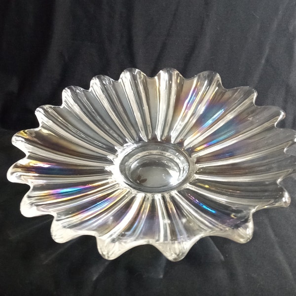 Vintage Iridescent Carnival Glass Candy Dish 9.25"