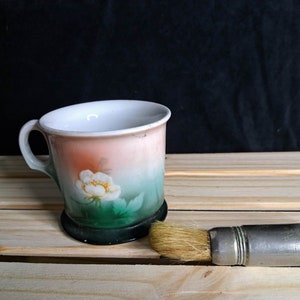 Vintage Floral Shaving Mug with Brush