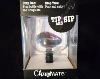 Godinger ChugMate Wine Glass Topper, Goblet to Drink Straight from The Bottle, The Original Clear - Never Used