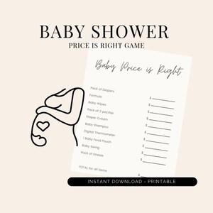 Baby Shower Game | Price Is Right Game | Digital Product | Template for Baby Shower | Shower Game
