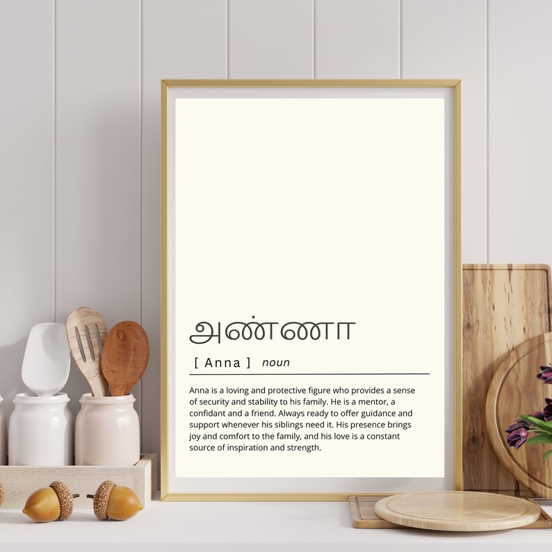 Anna Definition Print Tamil Printable Digital File A4 A6 Minimalistic