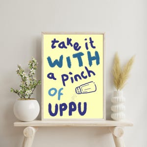 Take it with a pinch of uppu | Tamil Culture | Minimal Home Decor | Tamil Qoute Print | Tamil Painted Wall Art | A4 | A3