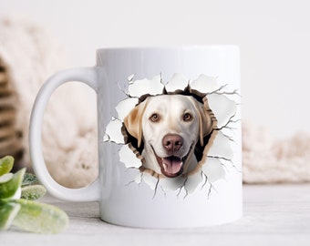 Linda taza de café Labrador 15oz, taza de café, taza de café, taza de cacao caliente, taza de café divertida para papá, linda taza de café, café para mamá, taza de perro