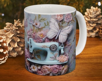 Symaskinskaffemugg, kaffekopp, kopp varm choklad, söt kaffemugg, kaffe till mamma, quiltare kaffemugg, quiltmugg, present till quiltare