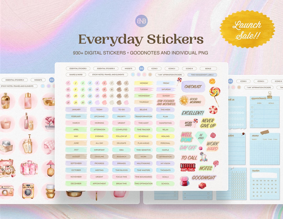 Goodnotes Digital Stickers for Everyday Use Aesthetic Stickers iPad ...
