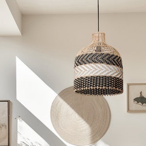 High Quality Rattan Pendant Light for Living Room, Kitchen Island, Bedroom. Luxe Rattan Lighting. Bamboo Lampshade. Wicker Lighting