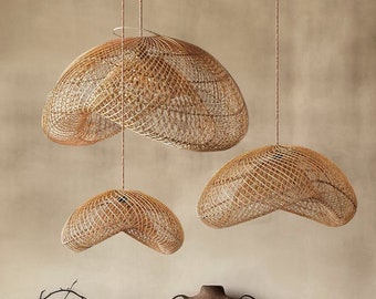 Salina High Quality Rattan Pendant Light for Sustainable Decor. All Modern Farmhouse, Coastal Luxe, Rustic, Boho, Scandinavian Decor Style