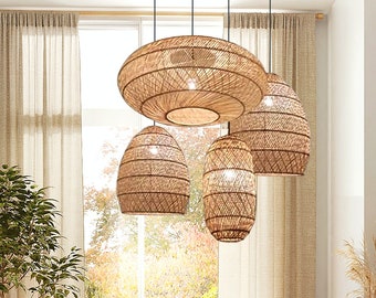 HK High Quality Rattan Pendant Light for Living Room, Bedroom, Office, Nursery Home Decor. High Quality Handmade by Artisans.Eco-Friendly