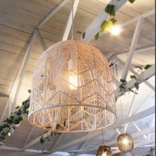 High Quality Lace Rattan Pendant Light. Sustainable Lighting. Lacy Rattan Pendant Light. Rattan Lampshade. Rattan Light. Fixtures