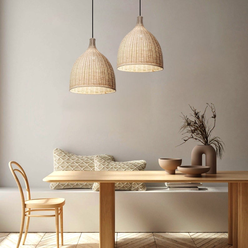 High Quality Rattan Pendant Light. Rattan Lampshade. Bamboo Etsy