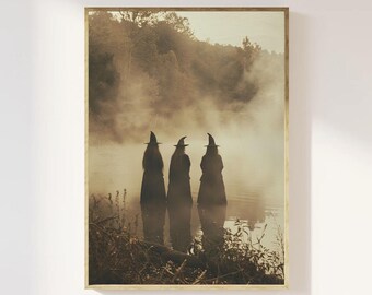 Witches in the Mist Art Print: Vintage Gothic Home Decor