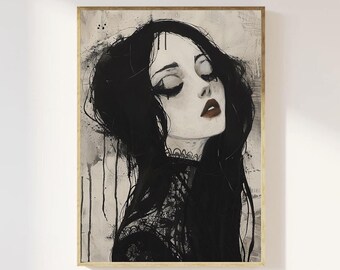 Gothic Alice Art Print: Dark Academia Vintage Poster