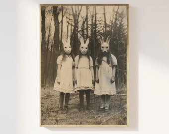 Gothic Rabbit Cult Art Print: Dark Academia Home Decor
