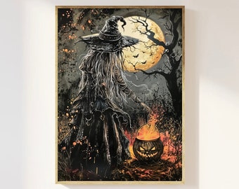 Witching Hour Art Print: Gothic Halloween, Dark Academia Poster