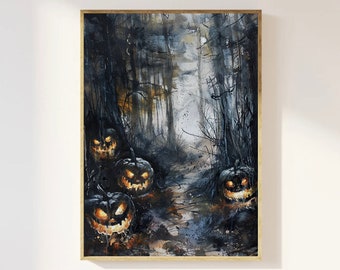 Doom Wood Halloween Art Print: Gothic Jack-O'-Lanterns