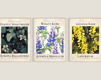 Poison Garden Art Prints - Botanical Wall Art Set (Digital Download)