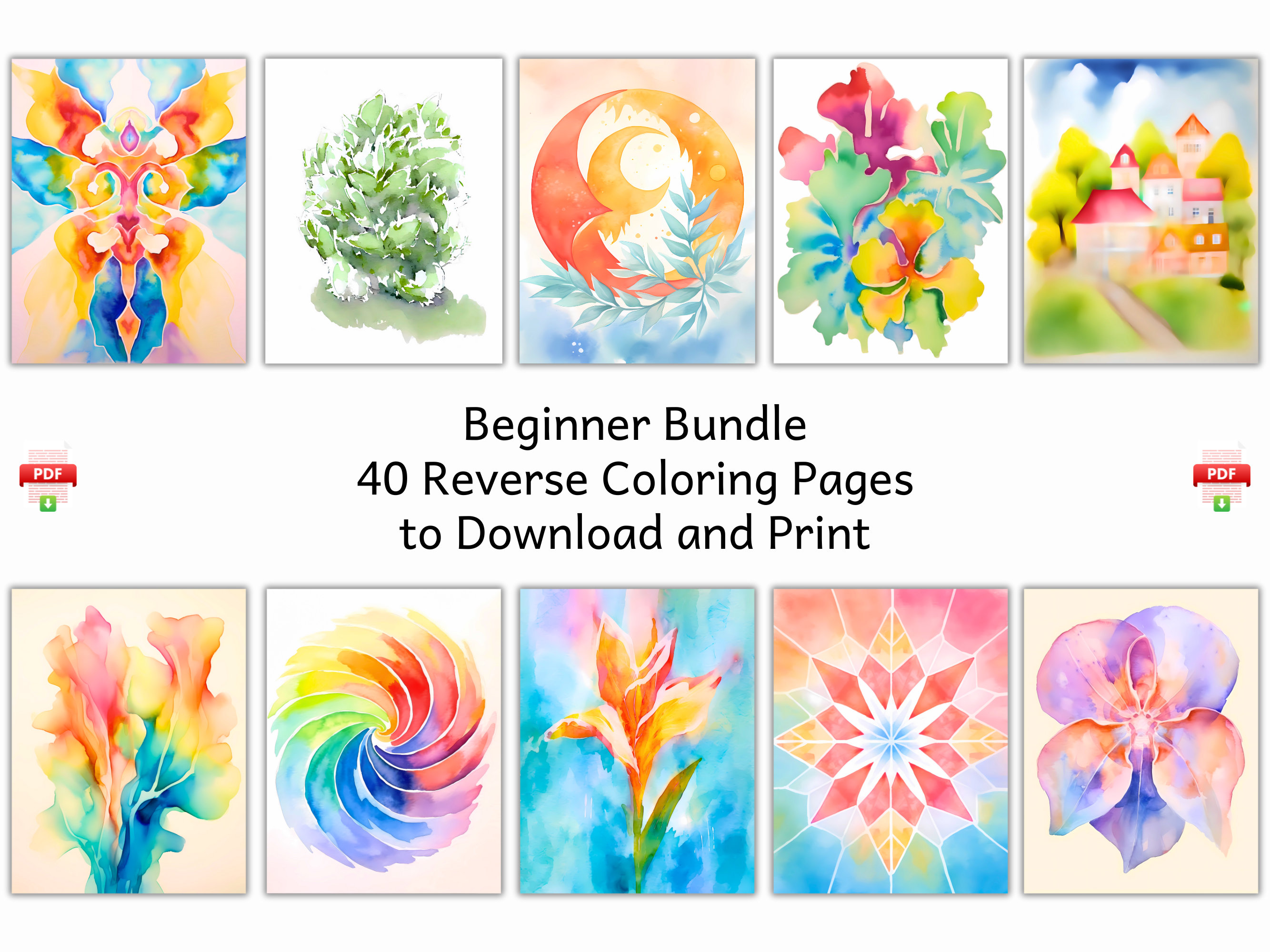 40 Beginner Friendly Reverse Coloring Pages. Ideal for Relaxation and  Boosting Creativity. Instant Download PDF Reverse Coloring Book 