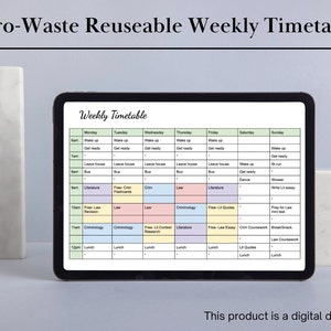 Sjabloon voor digitaal weekrooster, herbruikbaar en zero-waste