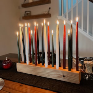 Wooden candle holder / 24&quot; large candle base / HOLIDAY WRAPPING / taper candle holder / long wood candle holder / Flat rate, free shipping
