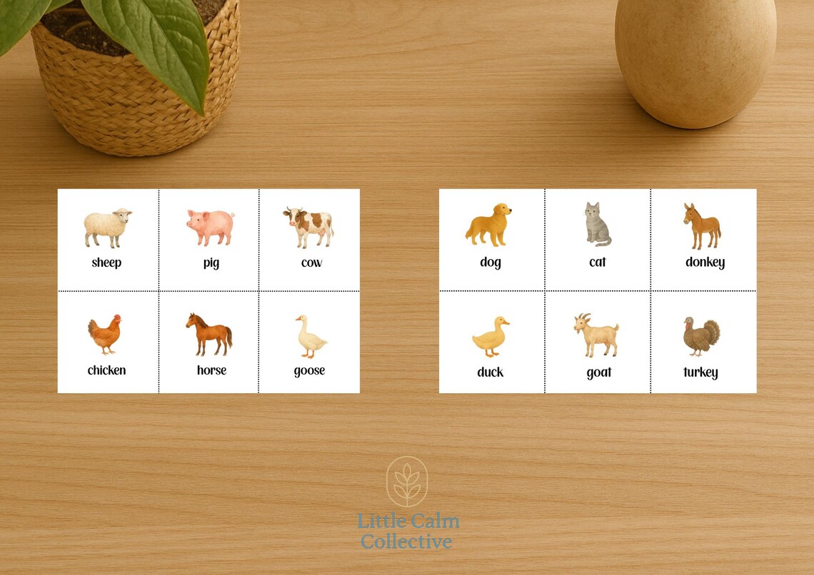 Farm Animal Flashcards - Watercolour Animal Cards for Kids ...