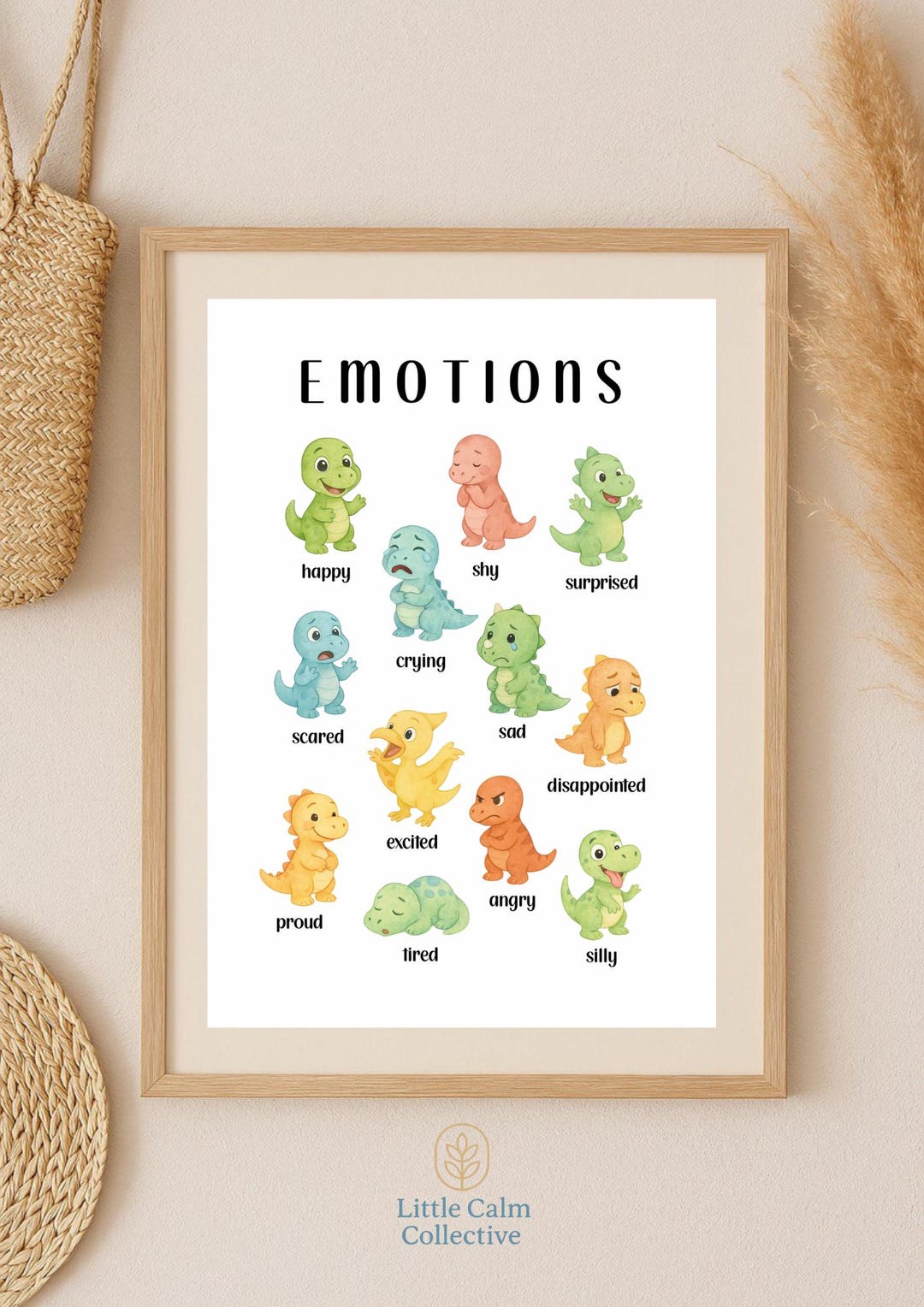Emotions Poster – Printable Feelings Chart for Kids | Dinosaur ...