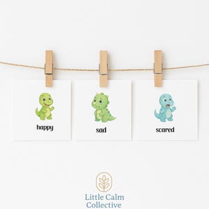 Schede didattiche sulle emozioni dei dinosauri - Tabella dei sentimenti stampabile per bambini / Schede di apprendimento emotivo / Download digitale / Little Calm Collective