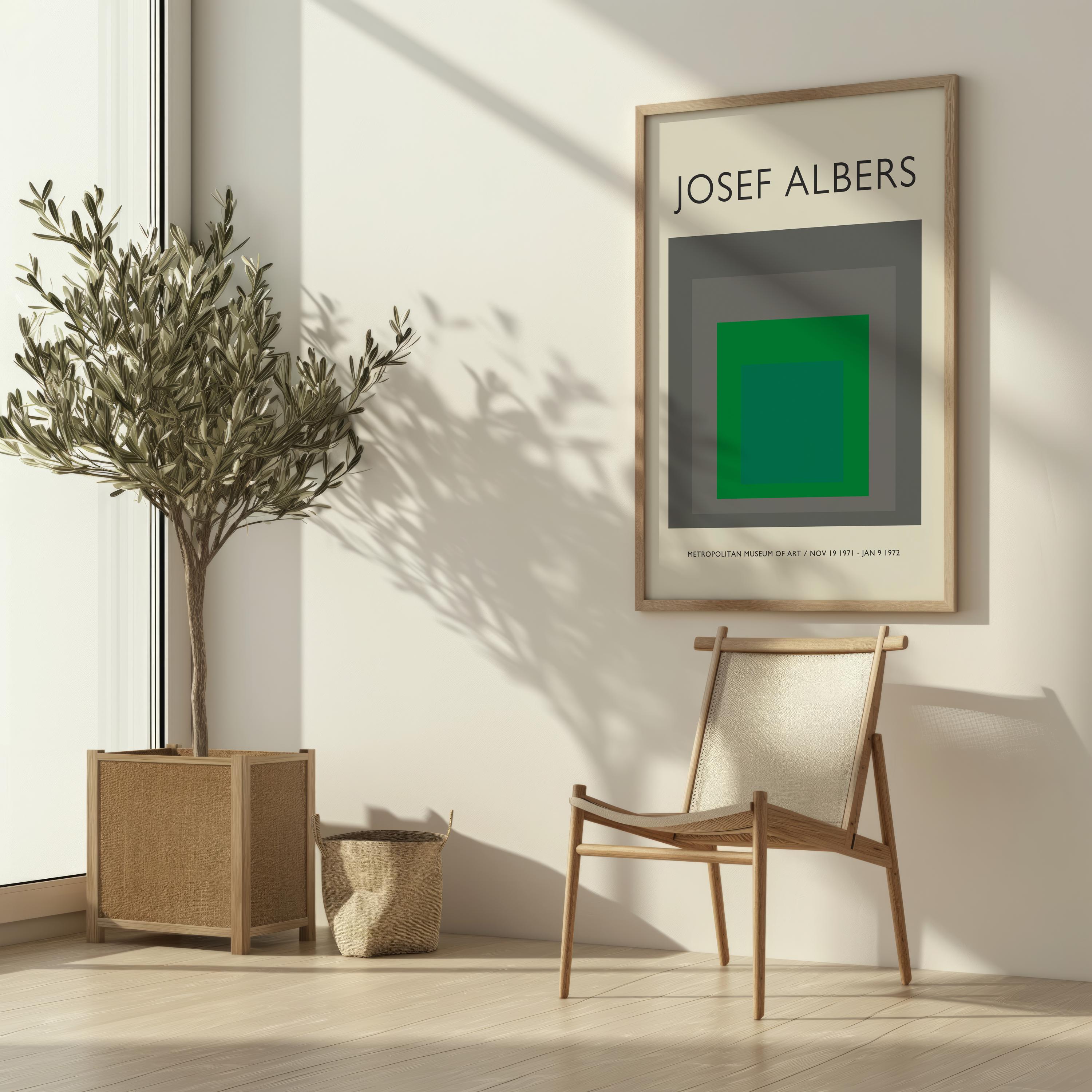 Josef Albers Homage to the Square Poster, Geometric Abstract Mid