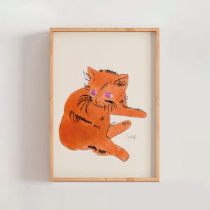 Andy Warhol Cat Name Sam Poster Print, Animal Art, Warhol Cat Art Drawing, Famous Art Print, Modern Gallery Wall Home Decor (A0183)