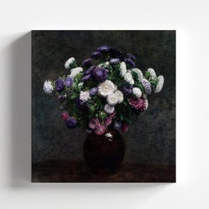 Asters en un jarrón de Henri Fantin-Latour 1875 / Impresión de arte realista (D0804)