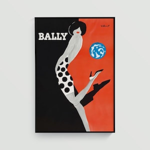 Bernard Villemot Bally Poster, Vintage French Advertising Art, Modern Wall Decor, Retro Gallery Print for Home (A0605)