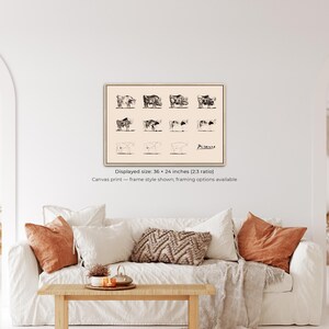 Picasso Bull Canvas Wall Art, Pablo Picasso Evolution of Bull Print, Abstract Animal Canvas Art, Modern Minimalist Wall Decor (A0085) image 2