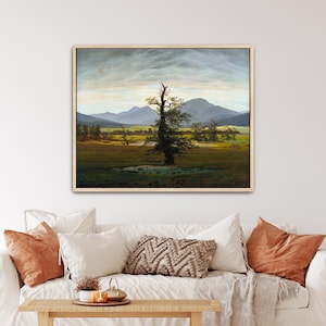 Árbol solitario de Caspar David Friedrich. Impresión en lienzo / Escena de campo apacible, impresión de árbol solitario (B3971).